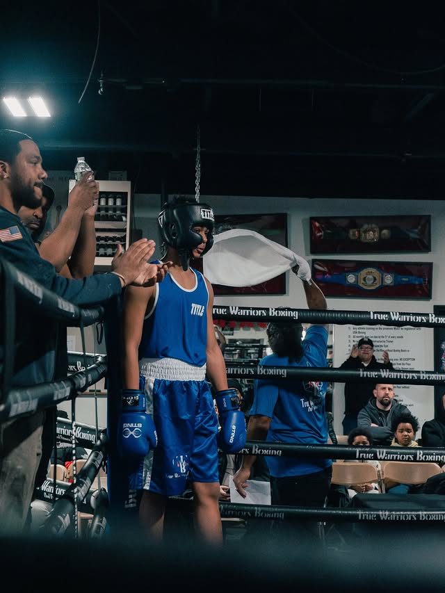 Amateur fighter in the blue corner of the True Warriors ring